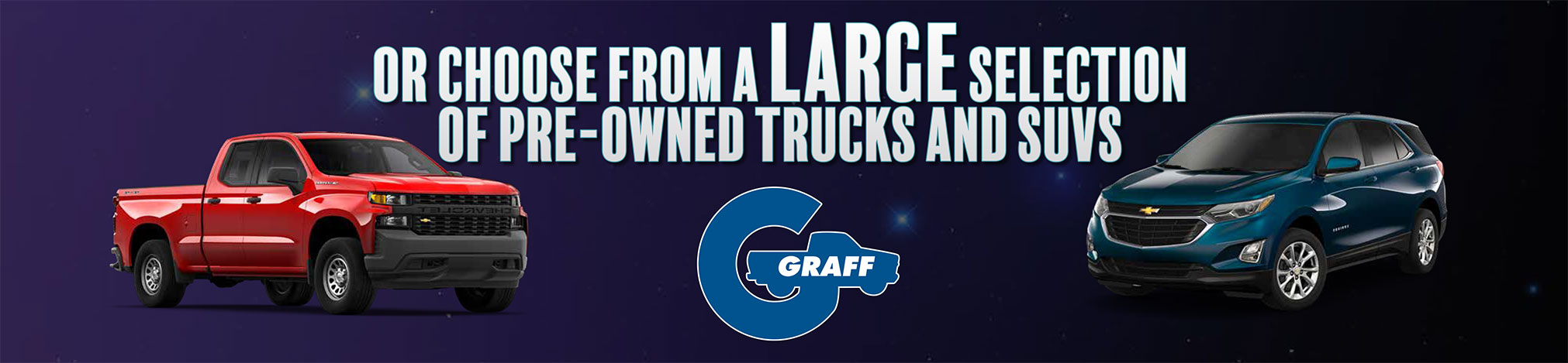 suv-selection-banner We have a large selection of trucks and SUVs